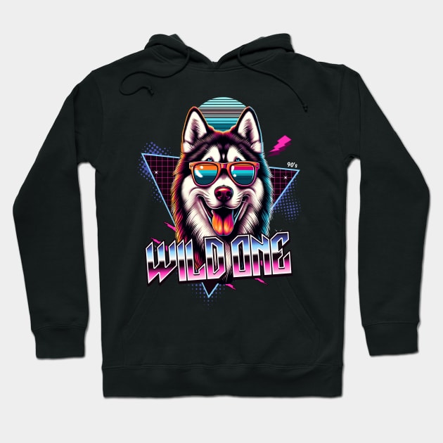 Wild One Siberian Husky Dog Hoodie by Miami Neon Designs